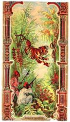 Fes Etiketi, I-6b, Kaplan ve iki avcı, kesik etiket ,107x188 mm, Kondisyon  5-10, Gerçek=Orijinal