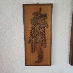Maya Tanrısı Ahşap Pano Masif oyma