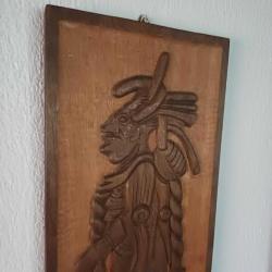 Maya Tanrısı Ahşap Pano Masif oyma