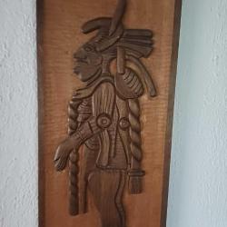 Maya Tanrısı Ahşap Pano Masif oyma