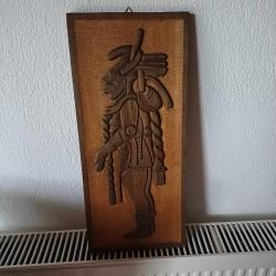 Maya Tanrısı Ahşap Pano Masif oyma