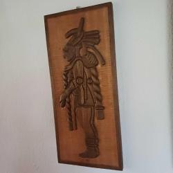 Maya Tanrısı Ahşap Pano Masif oyma
