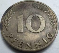 Almanya 1950 10 Pfennig Federal Almanya Cumhuriyeti Meşe Yaprağı Logolu F Darphane
