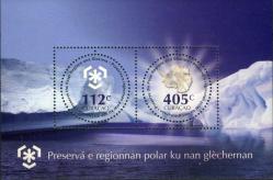 Koleksiyon Pulları,Curaçao (Karayiplerde Hollandaya Bağlı Ada Ülkesi)Kutupların Korunması,Özel Blok Dantelli 2 Pul Damgasız Tam Seri-