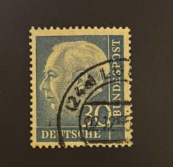 Almanya Pulu - Germany Stamp - Postadan Geçmiş Pul Filateli - 1965 DAMGALI - CUMHURBAŞKANI DR. THEODOR HEUSS TEMALI PUL , 30 PARA - YABANCI PULLAR, NOSTALJİK DOĞUM GÜNÜ HEDİYESİ