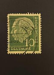 Almanya Pulu - Germany Stamp - Postadan Geçmiş Pul Filateli -  1959 DAMGALI - CUMHURBAŞKANI DR. THEODOR HEUSS TEMALI PUL , 10 PARA - YABANCI PULLAR, NOSTALJİK DOĞUM GÜNÜ HEDİYESİ