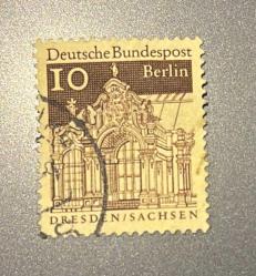 Almanya Pulu - Germany Stamp - Postadan Geçmiş Pul Filateli - Damgalı - Dresden'deki Duvar Köşkü Temalı Pul, 10 PARA - YABANCI PULLAR-NOSTALJİK DOĞUM GÜNÜ HEDİYESİ