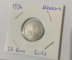 1936 gümüş 25 kuruş