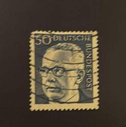 Almanya Pulu - Germany Stamp - Postadan Geçmiş Pul Filateli - DAMGALI - CUMHURBAŞKANI GUSTAV HEINEMANN TEMALI PUL ,50 PARA - YABANCI PULLAR, NOSTALJİK DOĞUM GÜNÜ HEDİYESİ