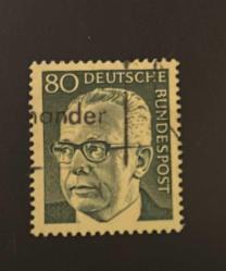 Almanya Pulu - Germany Stamp - Postadan Geçmiş Pul Filateli - DAMGALI - CUMHURBAŞKANI GUSTAV HEINEMANN TEMALI PUL ,80 PARA - YABANCI PULLAR, NOSTALJİK DOĞUM GÜNÜ HEDİYESİ