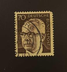 Almanya Pulu - Germany Stamp - Postadan Geçmiş Pul Filateli - 1975 DAMGALI - CUMHURBAŞKANI GUSTAV HEINEMANN TEMALI PUL , 70 PARA - YABANCI PULLAR, NOSTALJİK DOĞUM GÜNÜ HEDİYESİ