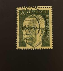 Almanya Pulu - Germany Stamp - Postadan Geçmiş Pul Filateli - 1973 DAMGALI - CUMHURBAŞKANI GUSTAV HEINEMANN TEMALI PUL , 20 PARA - YABANCI PULLAR, NOSTALJİK DOĞUM GÜNÜ HEDİYESİ