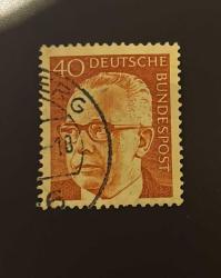 Almanya Pulu - Germany Stamp - Postadan Geçmiş Pul Filateli - DAMGALI - CUMHURBAŞKANI GUSTAV HEINEMANN TEMALI PUL , 40 PARA - YABANCI PULLAR, NOSTALJİK DOĞUM GÜNÜ HEDİYESİ