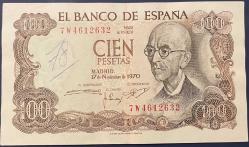 İSPANYA 100 PESETA 1970 ÇİLALTI.AMA YAZILI.RESİMDEKİ ÜRÜN