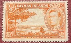 1938.KLASİK.KRAL GEORGE CAYMAN ISLAND TEK PUL ŞARNİYELLİ  DAMGASIZ