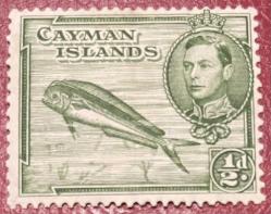 1938....KLASİK.KRAL GEORGE .BALIK.CAYMAN ISLAND TEK PUL ŞARNİYELLİ  DAMGASIZ