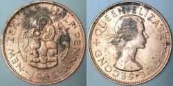 YENİ ZELANDA YARIM PENNY 1964 KRALİÇE II. ELİZABETH. LEKELİ ÇİLALTI.