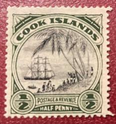 1932...PALMİYE.KLASİK.COOK ISLAND TEK PUL ZAMKSIZ  DAMGASIZ