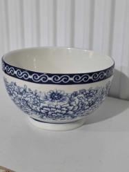 222 FİFTH BLUE DYNASTY Mavi Hanedan İnce Porselen “A” Çorba, Kahvaltılık Gevrek Kasesi 14X8 CM