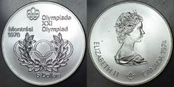 KANADA 5 DOLAR 1974 HATIRA-MONTRELAL 1976 YAZ OLİMPİYATLARI. GÜMÜŞ 24,3 gr ÇİL.