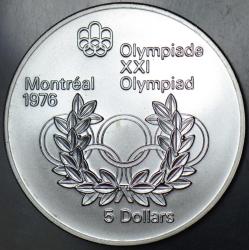 KANADA 5 DOLAR 1974 HATIRA-MONTRELAL 1976 YAZ OLİMPİYATLARI. GÜMÜŞ 24,3 gr ÇİL.