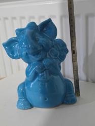 TURKUAZ RENGİ SEVİMLİ FİL YAVRUSU SERAMİK
