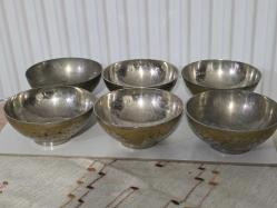 6 ADET PİRİNÇ HURMA TASI INDİA 11 CM ÇAPINDA BAZILARI DUA YAZILI