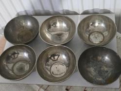 6 ADET PİRİNÇ HURMA TASI INDİA 11 CM ÇAPINDA BAZILARI DUA YAZILI