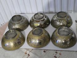 6 ADET PİRİNÇ HURMA TASI INDİA 11 CM ÇAPINDA BAZILARI DUA YAZILI