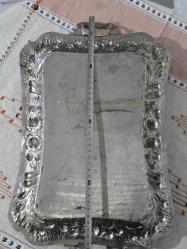 AG DAMGALI GÜMÜŞ KAPLAMA ÇAY TEPSİSİ 27x45 cm