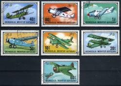 Koleksiyon Pulları1976 MOĞOLİSTAN 7 Pulluk Damgalı Klasik Uçaklar,Tam Seri,Kia-48