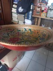 Bakır tabak üzerine el işleme mineli süsleme duvar tabağı Çap 25 cm
