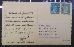 Cumhuriyet İstanbul Fotokart Ata pulları ile İsviçre'ye gönderilmiş ,Çok Nadir.