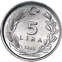 Türkiye Cumhuriyet 1983 Yılı 5 Lira   (1006)