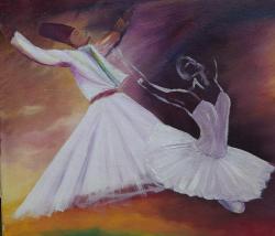 SEMAZEN VE BALERİN KONULU TUVAL ÜZERİNE YAĞLI BOYA TABLO