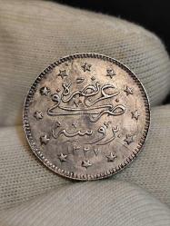 Sultan Reşat 1327/1 Bursa Seyahat Baskı Gümüş 2 Kuruş Çil