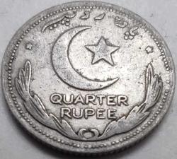 Pakistan 1949 1/4 Rupisi (Quarter Rupee) Kral VI. George Dönemi Erken Cumhuriyet Emisyonu