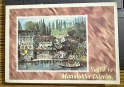 Osmanlı Dönemi boğaz temalı baskı eski kartpostal