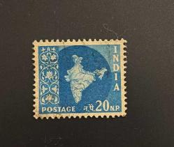 Hindistan Pulu - India Stamp - Postadan Geçmiş Pul Filateli -  Hindistan Haritası Temalı Pul , 20 PARA - YABANCI PULLAR -NOSTALJİK DOĞUM GÜNÜ HEDİYESİ
