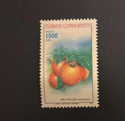 Türk Pulu - Turkish Stamp -  Postadan Geçmiş Pul Filateli - MEYVELER (PORTAKAL ) TEMALI PUL, 1000 LİRA - Türkiye Cumhuriyeti - NOSTALJİK DOĞUM GÜNÜ HEDİYESİ