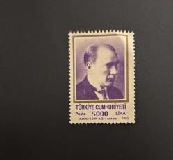 Türk Pulu - Turkish Stamp -  1993-Postadan Geçmiş Pul Filateli - ATATÜRK TEMALI PUL, 5000 LİRA -  Türkiye Cumhuriyeti - NOSTALJİK DOĞUM GÜNÜ HEDİYESİ