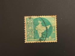 Hindistan Pulu - India Stamp - Postadan Geçmiş Pul Filateli -  DAMGALI - HİNDİSTAN HARİTASI TEMALI PUL, 8 PARA - YABANCI PULLAR -NOSTALJİK DOĞUM GÜNÜ HEDİYESİ