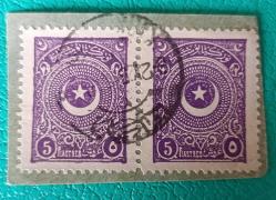1923 Ayyıldız 5 kuruş çift pullu fragman