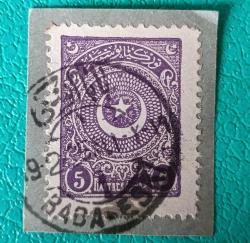 1923 Ayyıldız 5 kuruş Babaeski damgalı fragman