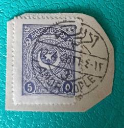 1923 Ayyıldız 5 kuruş Edirne damgalı fragman