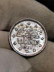 Sultan Reşat 1327/3 Selanik Baskı Gümüş 2 Kuruş Çil