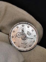 Sultan Reşat 1327/3 Selanik Baskı Gümüş 2 Kuruş Çil
