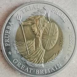 SETTEN ÇIKMA  SPECİMEN  İNGİLTERE   2005   2 EURO  ÇİL  FANTAZİ PARA