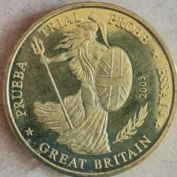 SETTEN ÇIKMA  SPECİMEN  İNGİLTERE   2005    20  EURO CENT   ÇİL  FANTAZİ PARA