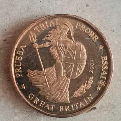 SETTEN ÇIKMA  SPECİMEN  İNGİLTERE   2005    1  EURO CENT   ÇİL  FANTAZİ PARA